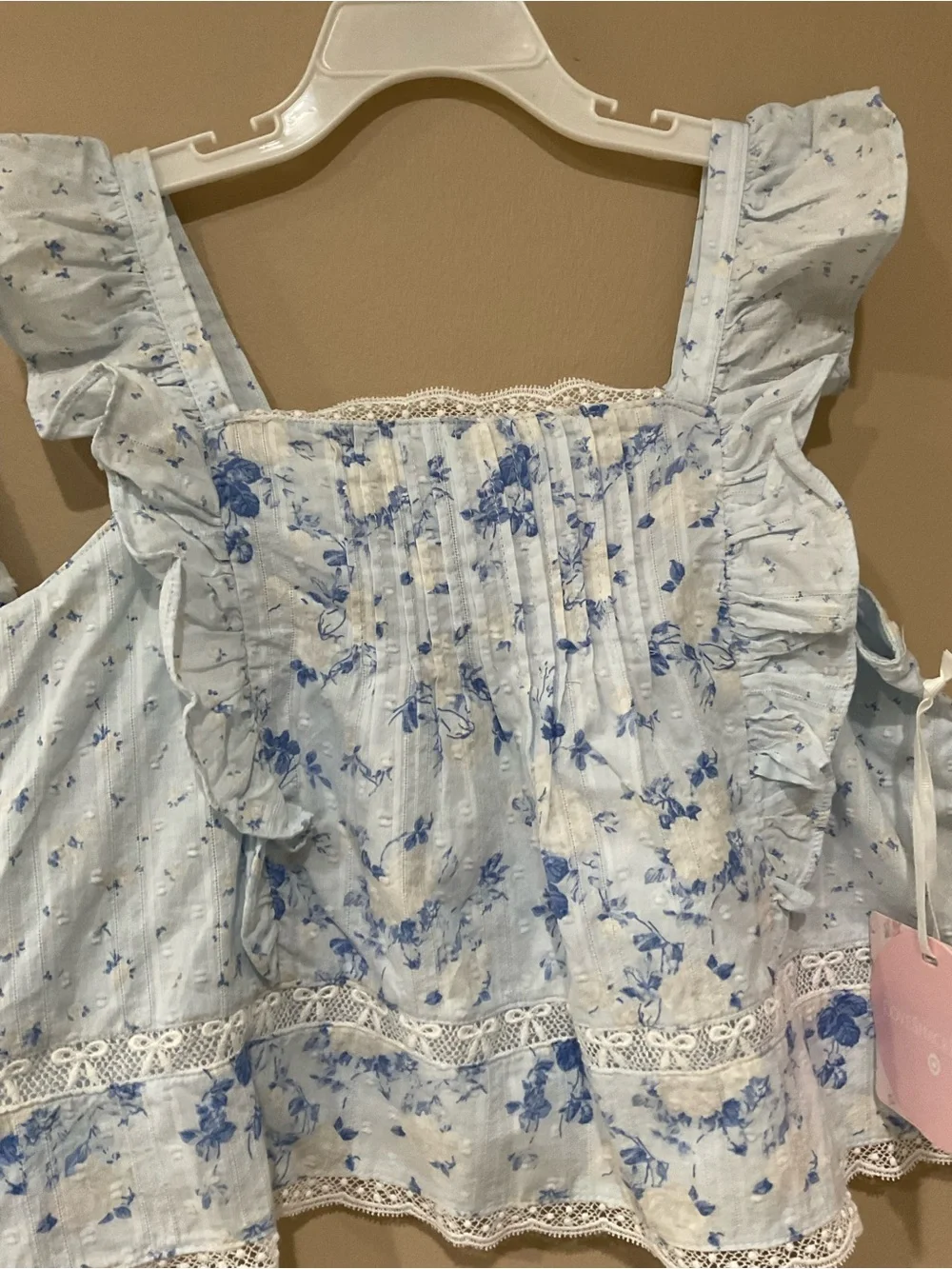 🍏 NWT LoveShackFancy Girl’s Adorned Lined 2 Pieces Blue Set, Size 12